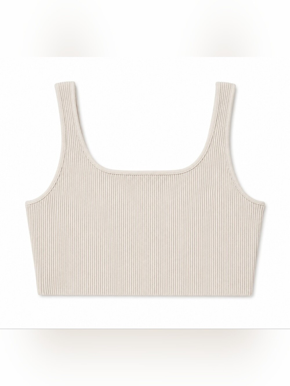 Babaton Ribbed Square-Neck Crop Tank - Beige 2XL